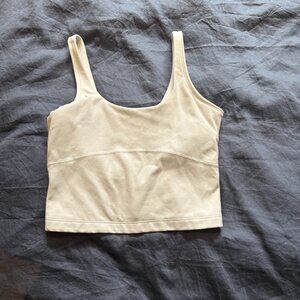 Aritzia TnaCTION Cropped Workout Tank S White Built-in Bra Athletic Top